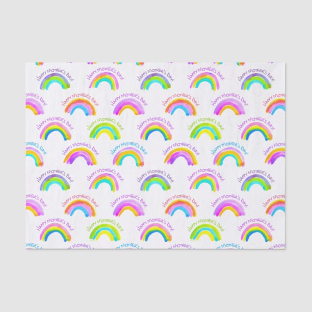 Papel De Seda Padrão Rainbow Dia de as mães Feliz (Frente )