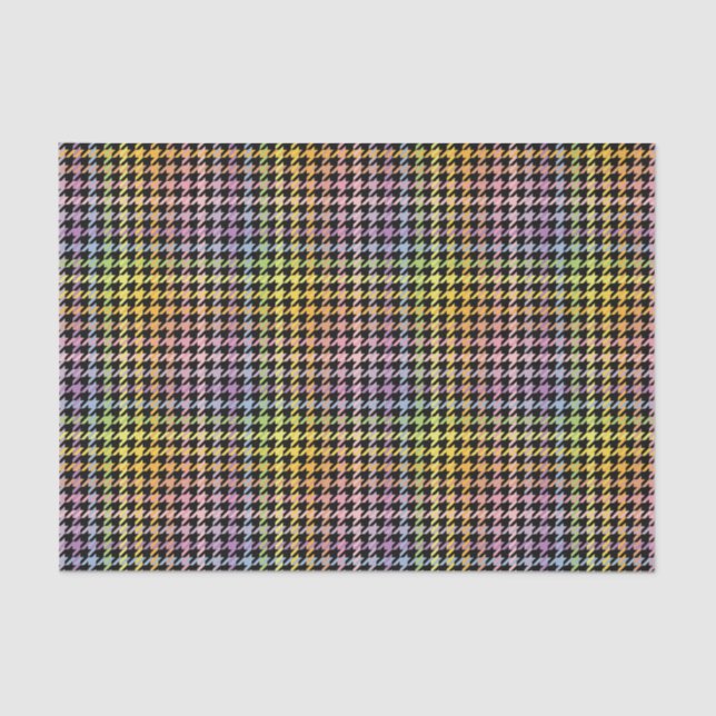 Papel De Seda Padrão Rainbow Houndstooth (Frente )