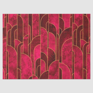 Papel De Seda Padrão Real de Arte Vermelha e Dourada