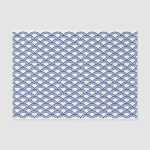 Papel De Seda Padrão Real de Seigaiha Azul