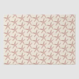 Papel De Seda Padrão Red Beige Marine Life Starfish