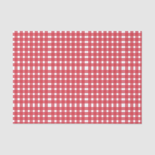 Papel De Seda Padrão Red White Gingham (Frente )