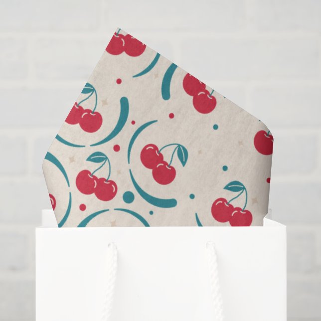 Papel De Seda Padrão Retro de Noiva Cereja Doce  (Sacola de presentes)