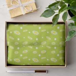 Papel De Seda Padrão Retro de Primavera com Bolinhas em Verde Li