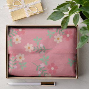 Papel De Seda Padrão Retroativo do Buquê de margarida rosa doce