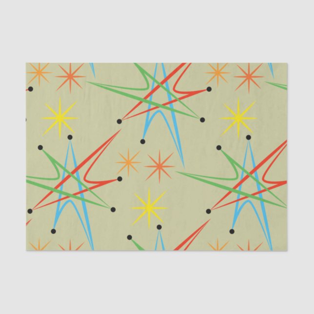 Papel De Seda Padrão Retrocolorido de Impulso Atômico (Frente )