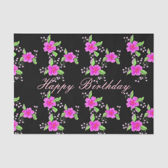 Papel De Seda Padrão rosa e preto (Frente )