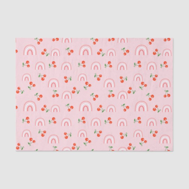 Papel De Seda Padrão Rosa Rainbow Cherry (Frente )