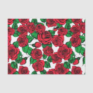 Papel De Seda padrão Rosa vermelha
