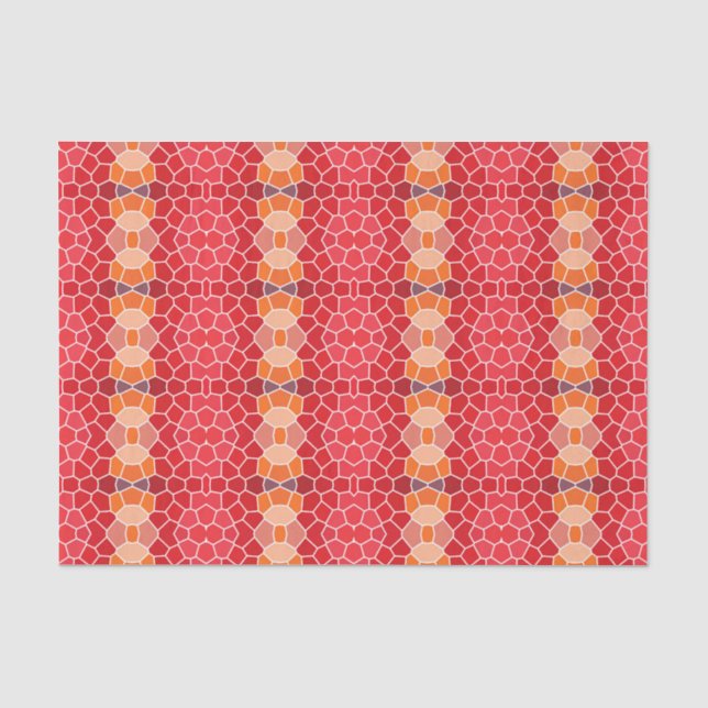 Papel De Seda Padrão Rosa Vermelho Laranja (Frente )