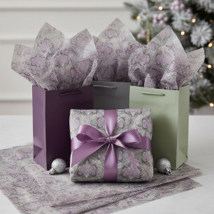 Papel De Seda Padrão Roxo VerdeNatal #30 ID1009