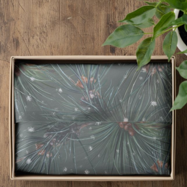 Papel De Seda Padrão Russo Moderno do Pinheiro de inverno (Criador carregado)