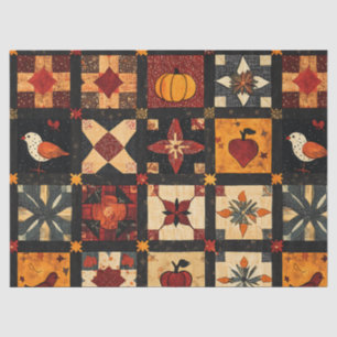 Papel De Seda Padrão Rustic Autumn Patchwork Quilt   Farmhouse