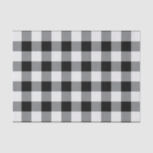 Papel De Seda Padrão Rustic Black and White de Xadrez de Buffal