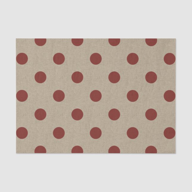 Papel De Seda Padrão Rustic Red Faux Burlap Bolinhas (Frente )