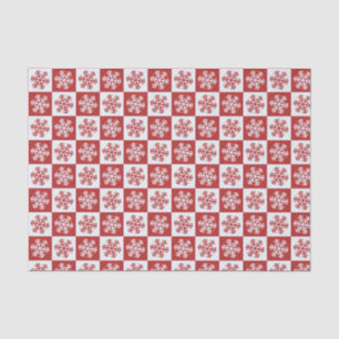 Papel De Seda Padrão Rustic Red & White Snowflake Natal