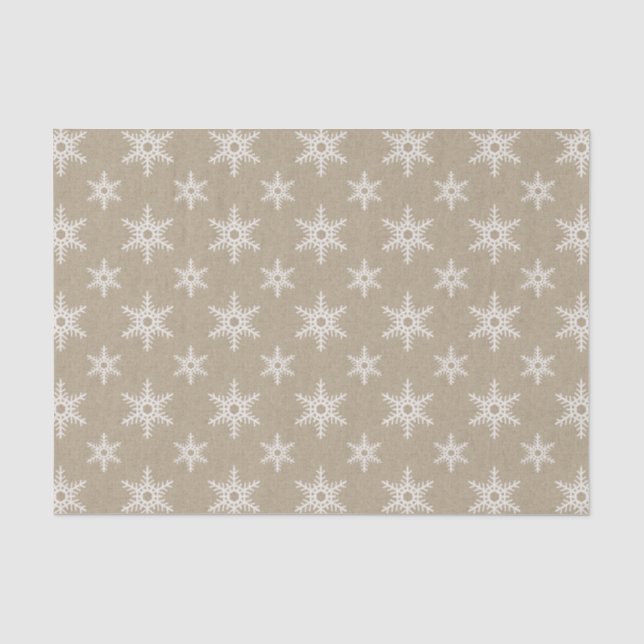 Papel De Seda Padrão Rustic White Faux Burlap Snowflake (Frente )
