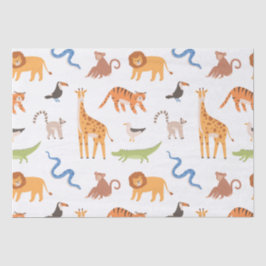 Papel De Seda Padrão Selvagem Tropical Safari Selvagem