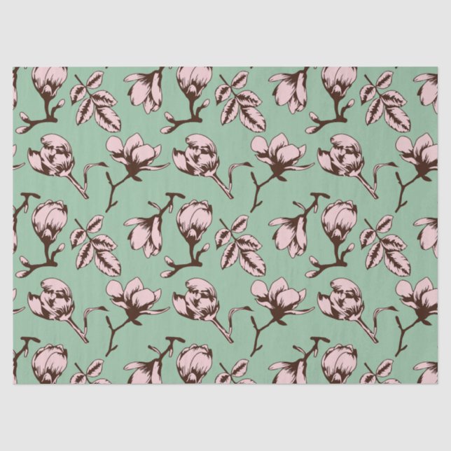 Papel De Seda Padrão sem costura com botões de flores de primave (Frente )