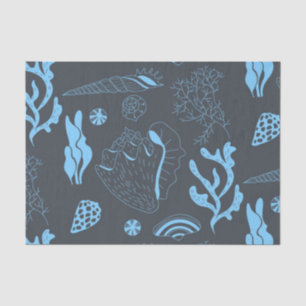 Papel De Seda Padrão sem costura com conchas marinhas