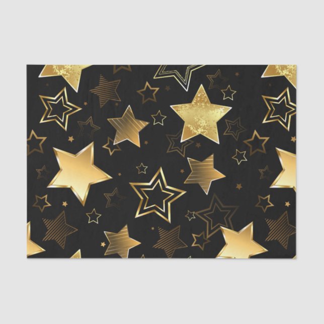 Papel De Seda Padrão sem costura com estrelas de Ouro (Frente )