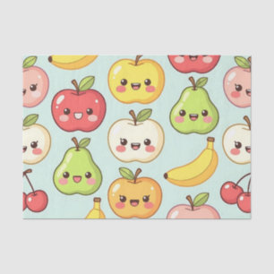 Papel De Seda Padrão Sem Costura de Frutas Kawaii Desenho Animad