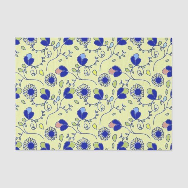 Papel De Seda Padrão sem soldadura floral (Frente )