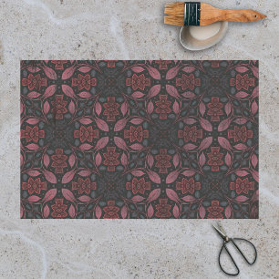 Papel De Seda Padrão Simétrico Intriciado Ornamental, Cor-de-Ros