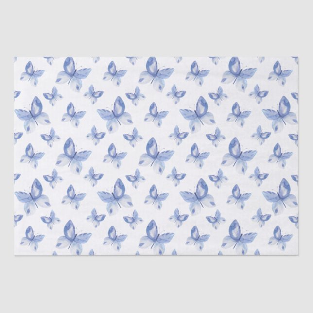 Papel De Seda Padrão Simples de Borboleta Azul (Frente )