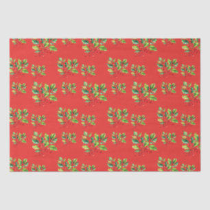 Papel De Seda Padrão Simples de Cor Vermelha de Água Holly Berri