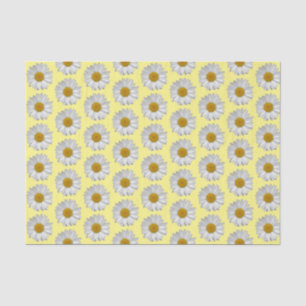 Papel De Seda Padrão Simples de Flor Branca em Amarelo