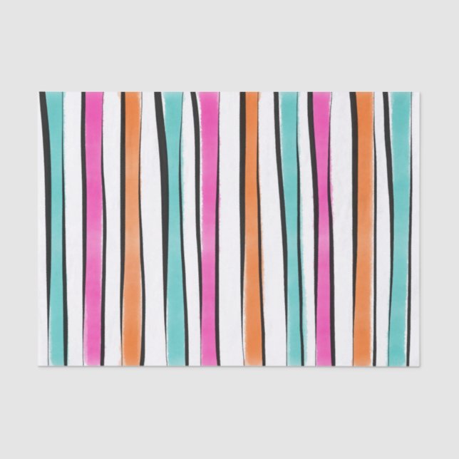 Papel De Seda Padrão Simples de Stripe de Watercolor (Frente )