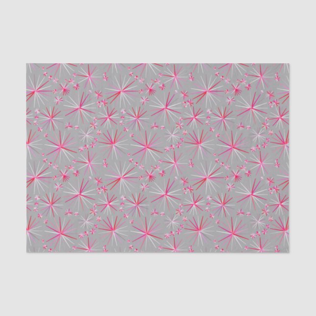 Papel De Seda Padrão Sputnik de meio século, Cinzas e Fuchsia (Frente )