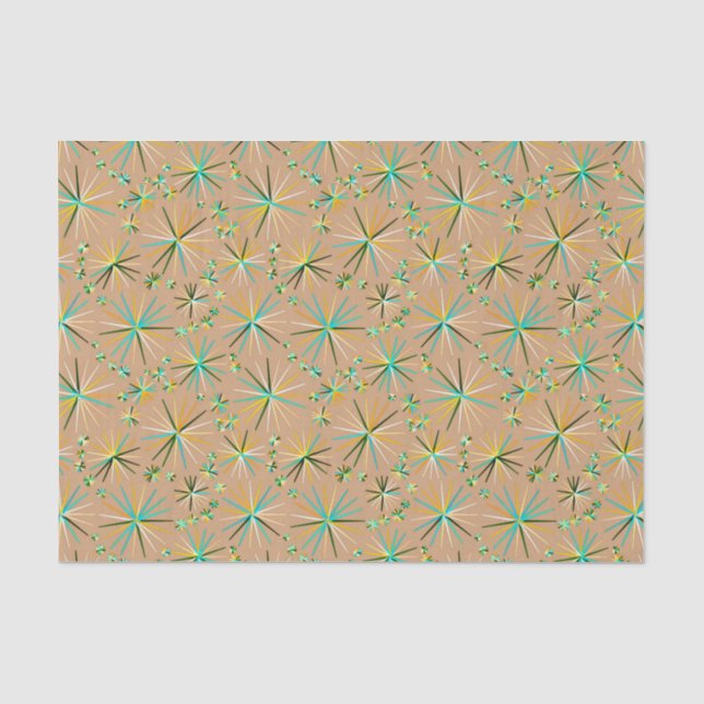 Papel De Seda Padrão Sputnik do meio século, Taupe Tan (Frente )