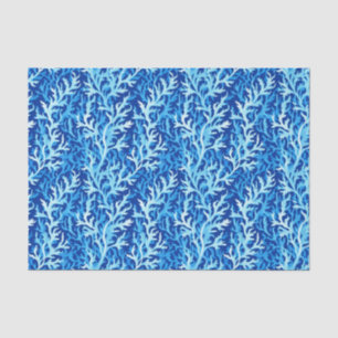 Papel De Seda Padrão Têxtil Costeiro Azul De Algas Costeiras