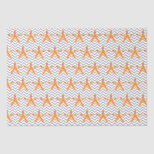 Papel De Seda Padrão texturizado de Wave Starfish (Frente )
