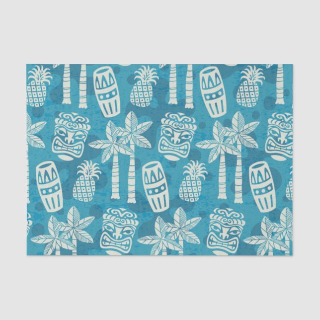 Papel De Seda Padrão Tiki Moderno Retro de Meados do Século (Frente )