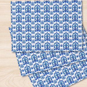 Papel De Seda Padrão Toile Francês Azul