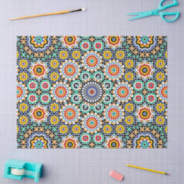 Papel De Seda Padrão Tradicional Boho Mosaico Marroquino
