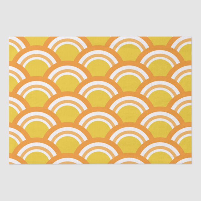 Papel De Seda Padrão tradicional de onda japonesa em amarelo (Frente )