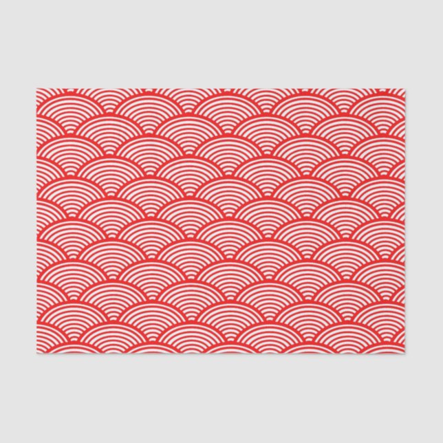 Papel De Seda Padrão Tradicional de Onda Red Nami Japonês (Frente )