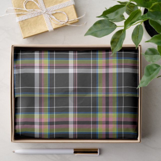 Papel De Seda Padrão Tradicional de Tartan Verde-oliva Moderno  (Presente)