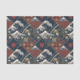 Papel De Seda Padrão Tradicional Japonês de Samurai & Grande Ond