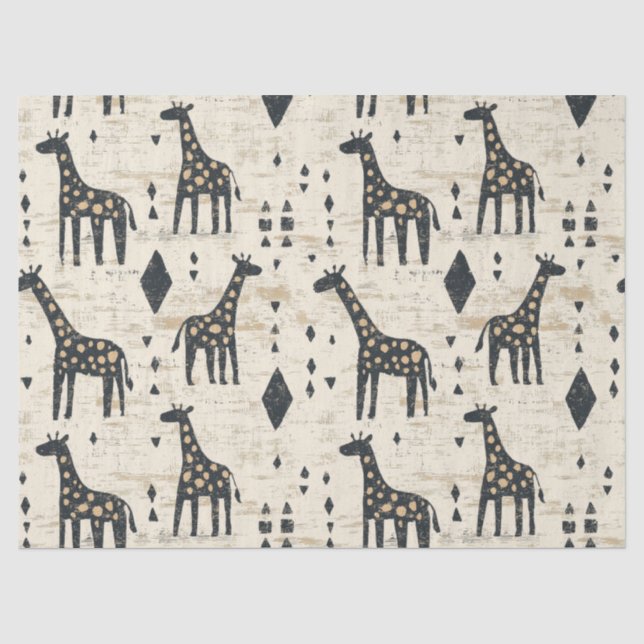 Papel De Seda Padrão Tribal Girafa Boho (Frente )