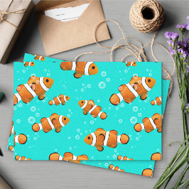 Papel De Seda Padrão Tropical de Palhaço e Bolhas