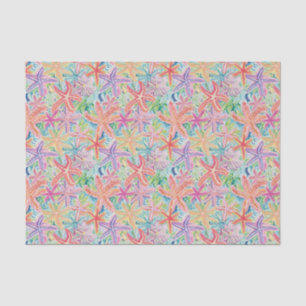 Papel De Seda Padrão Tropical de Peixe de Estrelas de Palma de P