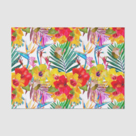Papel De Seda Padrão Tropical de Verão de Hibiscus
