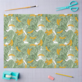 Papel De Seda Padrão tropical moderno de banana verde