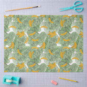 Papel De Seda Padrão tropical moderno de banana verde