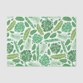 Papel De Seda Padrão tropical moderno de folhas verdes